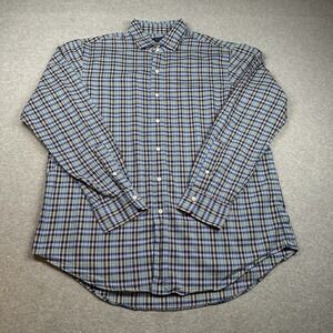 Polo Ralph Lauren 100% Cotton Button-Up Shirt Mens L Classic Fit Blue Plaid